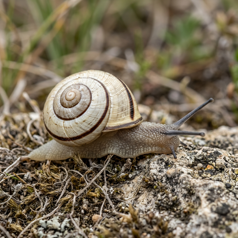 Heideschnecke (Helicella itala), KI-Illustration