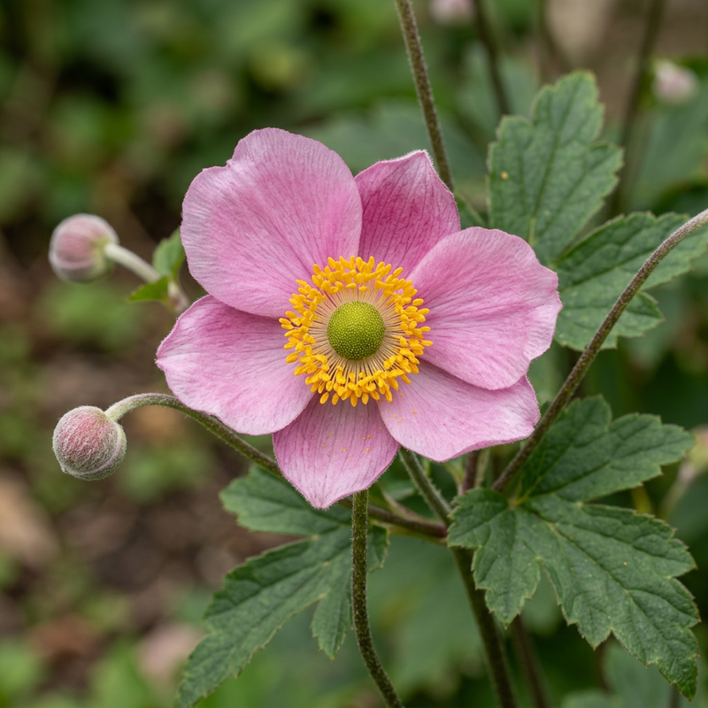 Herbst-Anemone (Anemone hupehensis), KI-Illustration