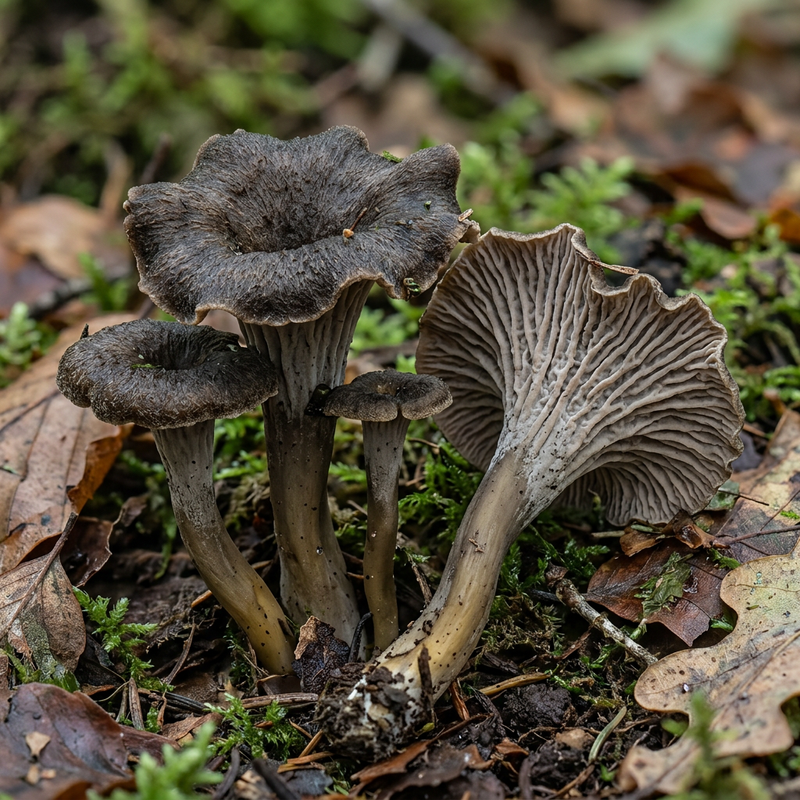 Herbst-Lorchel (Craterellus undulatus), KI-Illustration