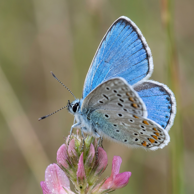 Himmelblauer Bläuling (Lysandra bellargus), KI-Illustration