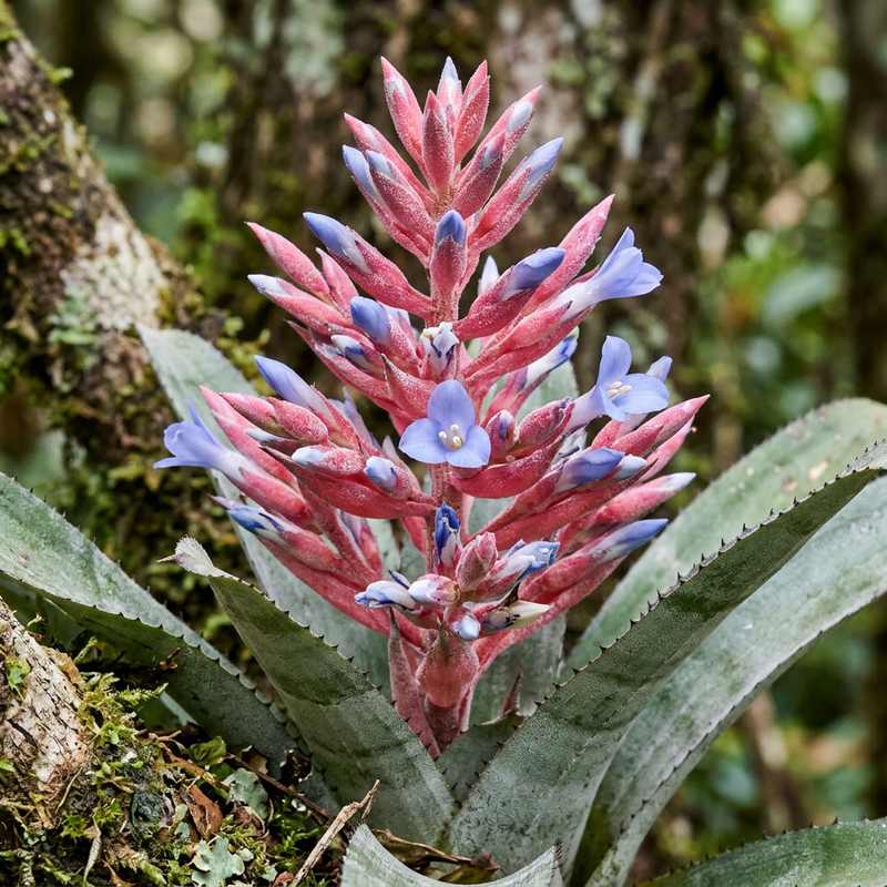 Himmels-Aechmea (Aechmea coelestis), KI-Illustration
