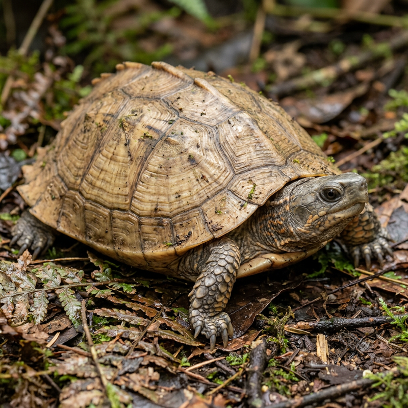 Hinterindische Scharnierschildkröte (Cuora mouhotii), KI-Illustration