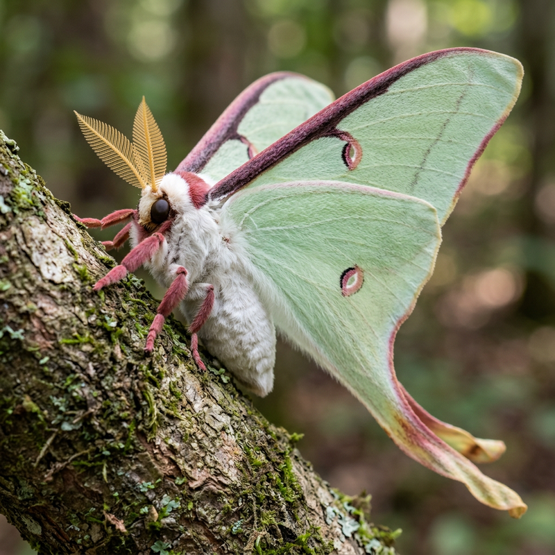 Indischer Mondspinner (Actias selene), KI-Illustration