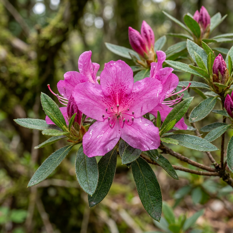 Japanische Azalee (Rhododendron indicum), KI-Illustration