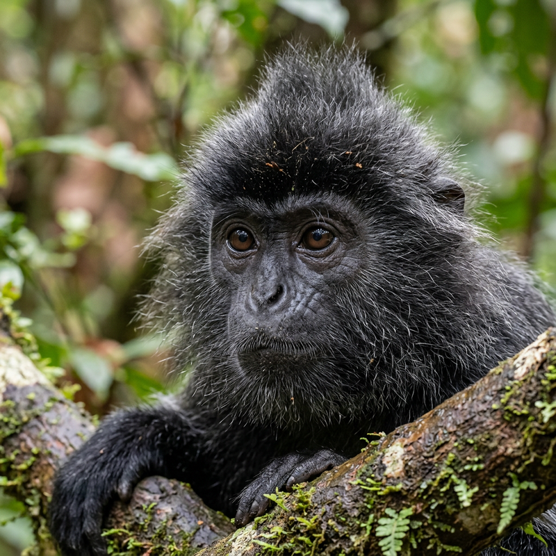 Javan-Langur (Trachypithecus auratus), KI-Illustration