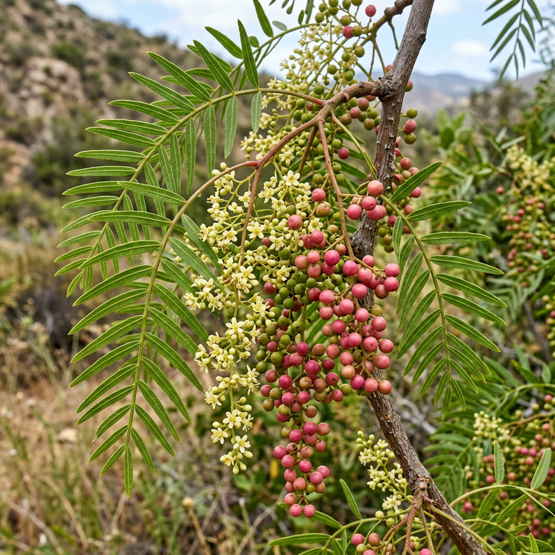 Kalifornischer Pfefferbaum (Schinus molle), KI-Illustration