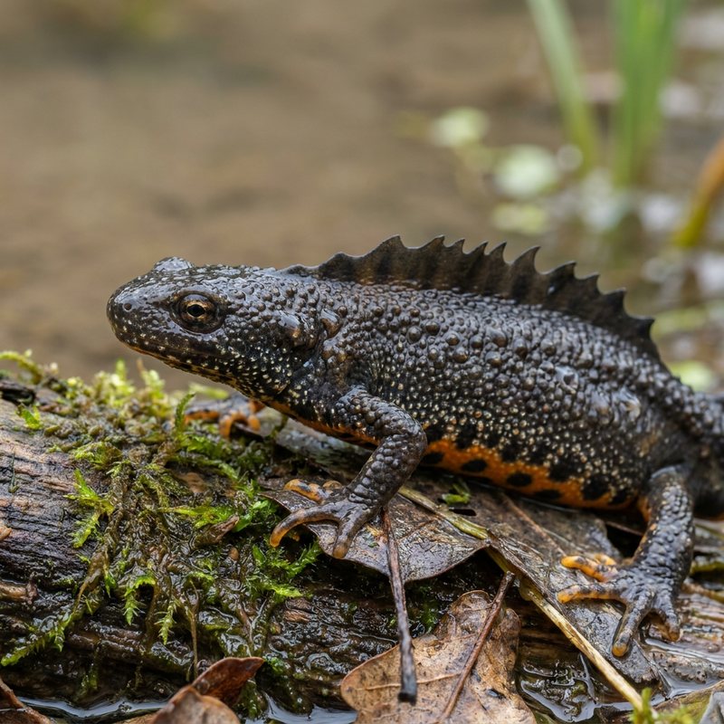 Kamm-Molch (Triturus cristatus), KI-Illustration
