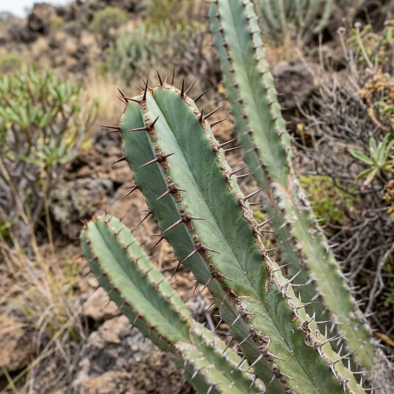 Kanaren-Wolfsmilch (Euphorbia canariensis), KI-Illustration