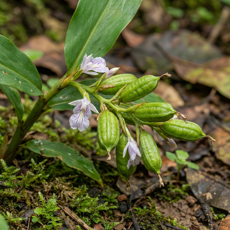 Kardamom (Elettaria cardamomum), KI-Illustration