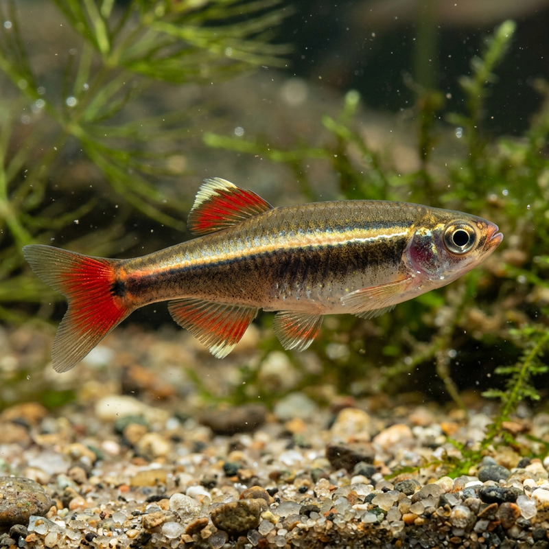 Kardinalfisch (Tanichthys albonubes), KI-Illustration