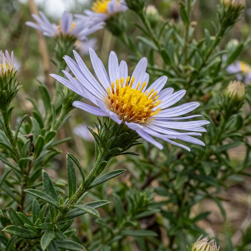 Kissen-Aster (Symphyotrichum dumosum), KI-Illustration