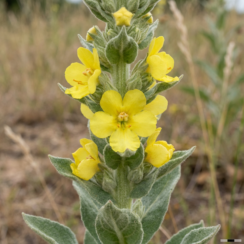 Kleinblütige Königskerze (Verbascum thapsus), KI-Illustration