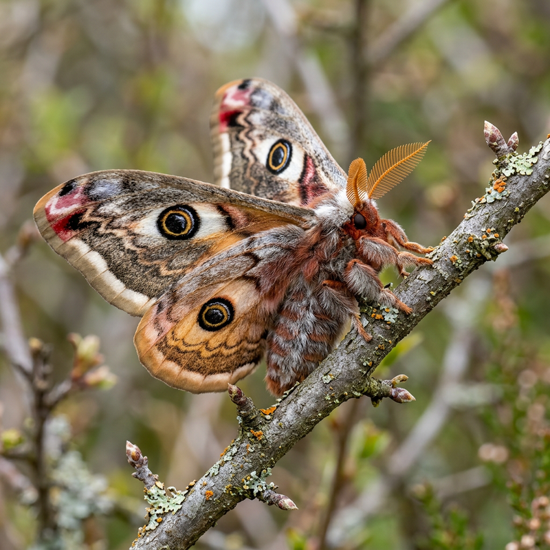 Kleines Nachtpfauenauge (Saturnia pavonia), KI-Illustration