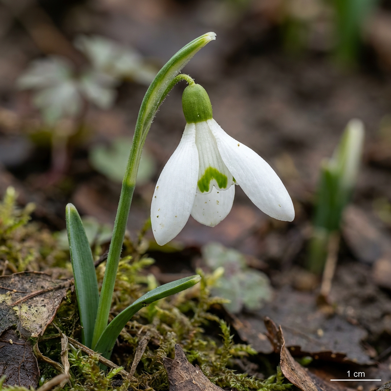 Kleines Schneeglöckchen (Galanthus nivalis), KI-Illustration