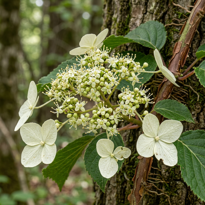 Kletter-Hortensie (Hydrangea anomala petiolaris), KI-Illustration
