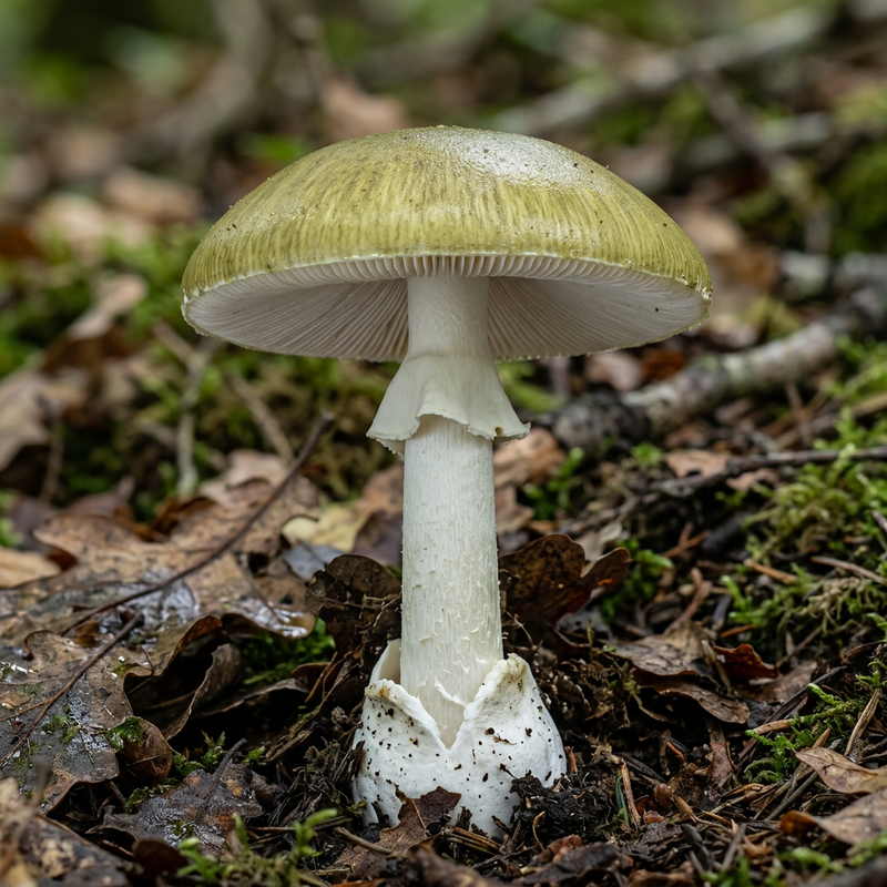 Knollenblätterpilz (Amanita), KI-Illustration