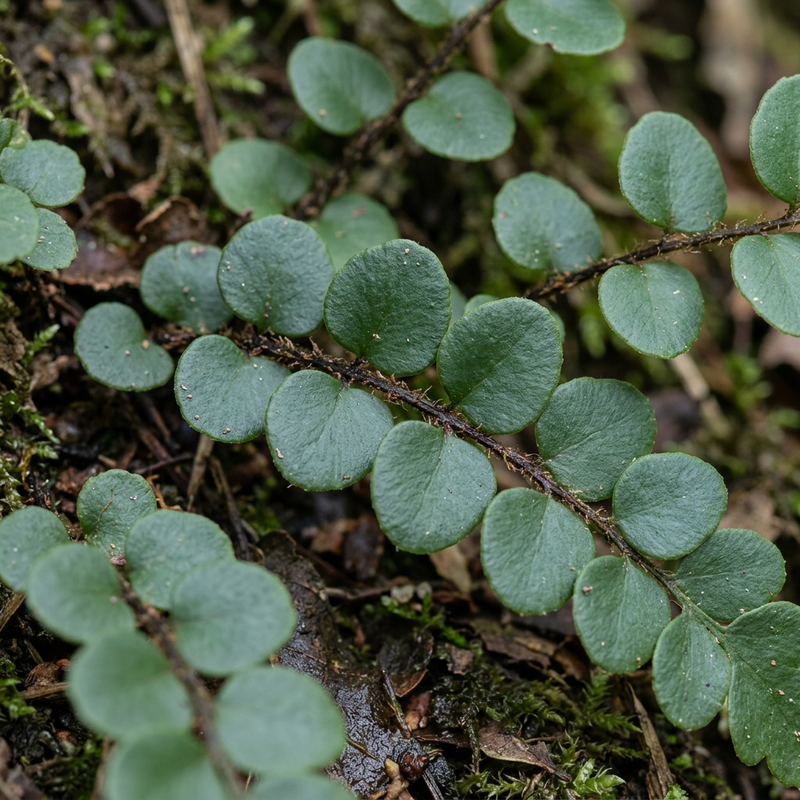 Knopf-Saumfarn (Pellaea rotundifolia), KI-Illustration
