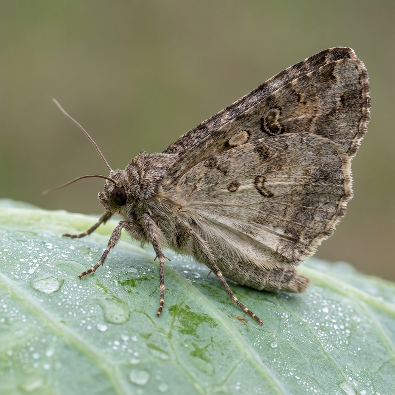 Kohleule, Herzwurm (Mamestra brassicae), KI-Illustration