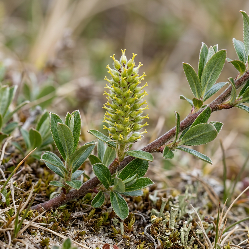 Kriech-Weide (Salix repens), KI-Illustration