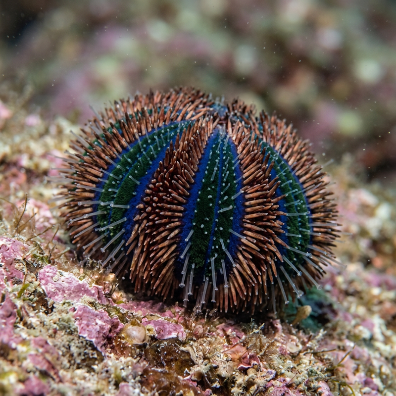 Kugel-Seeigel (Mespilia globulus), KI-Illustration