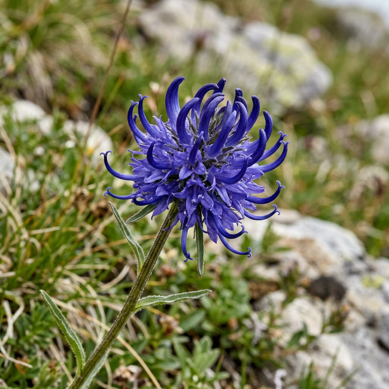 Kugelige Teufelskralle (Phyteuma orbiculare), KI-Illustration