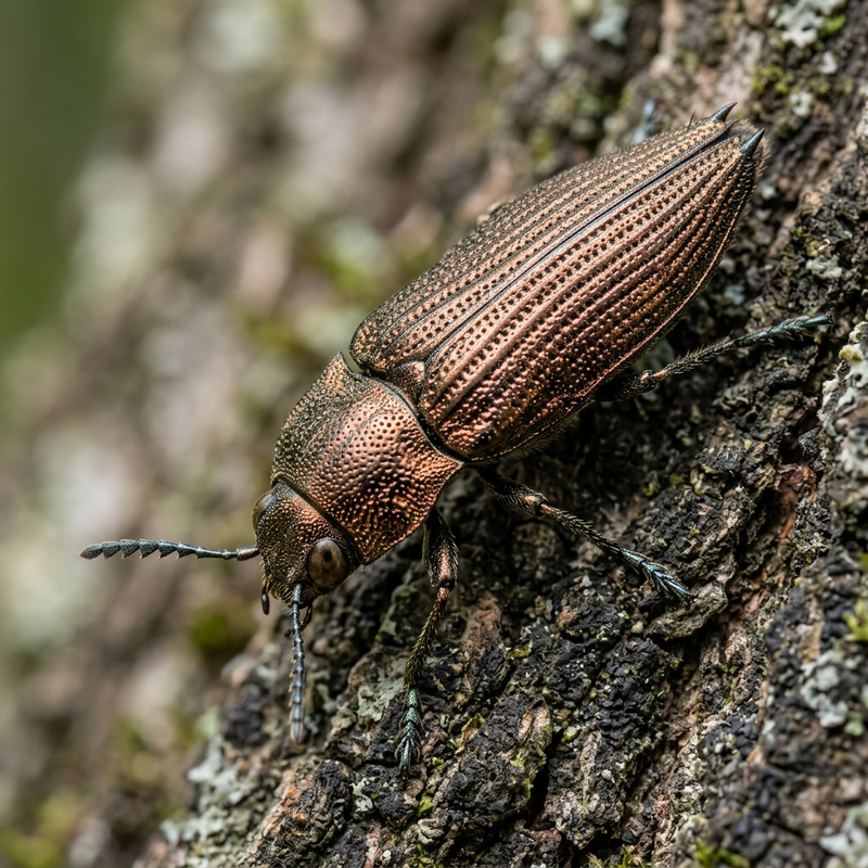 Kupferfarbiger Prachtkäfer (Dicerca aenea), KI-Illustration