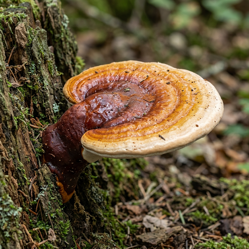 Lackporlinge (Ganoderma), KI-Illustration