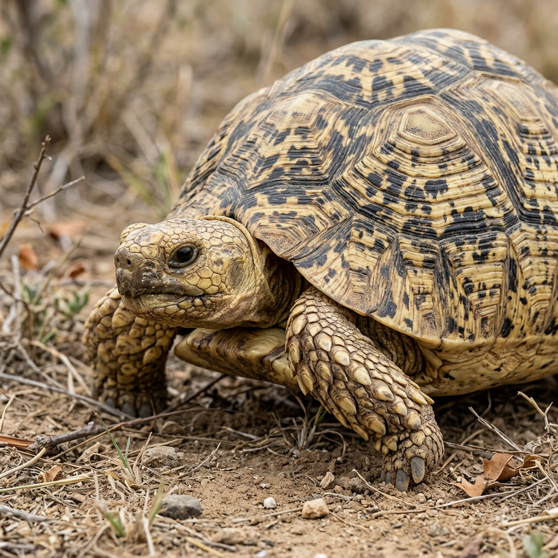 Leopard-Landschildkröte (Stigmochelys pardalis), KI-Illustration
