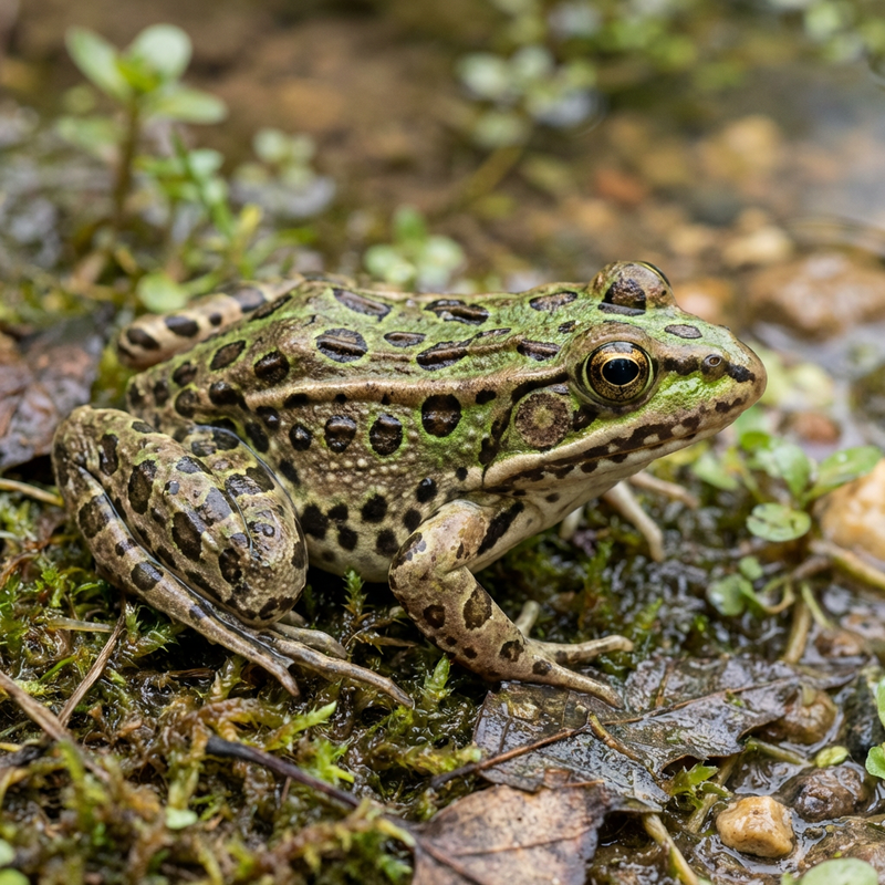Leopardfrosch (Lithobates pipiens), KI-Illustration