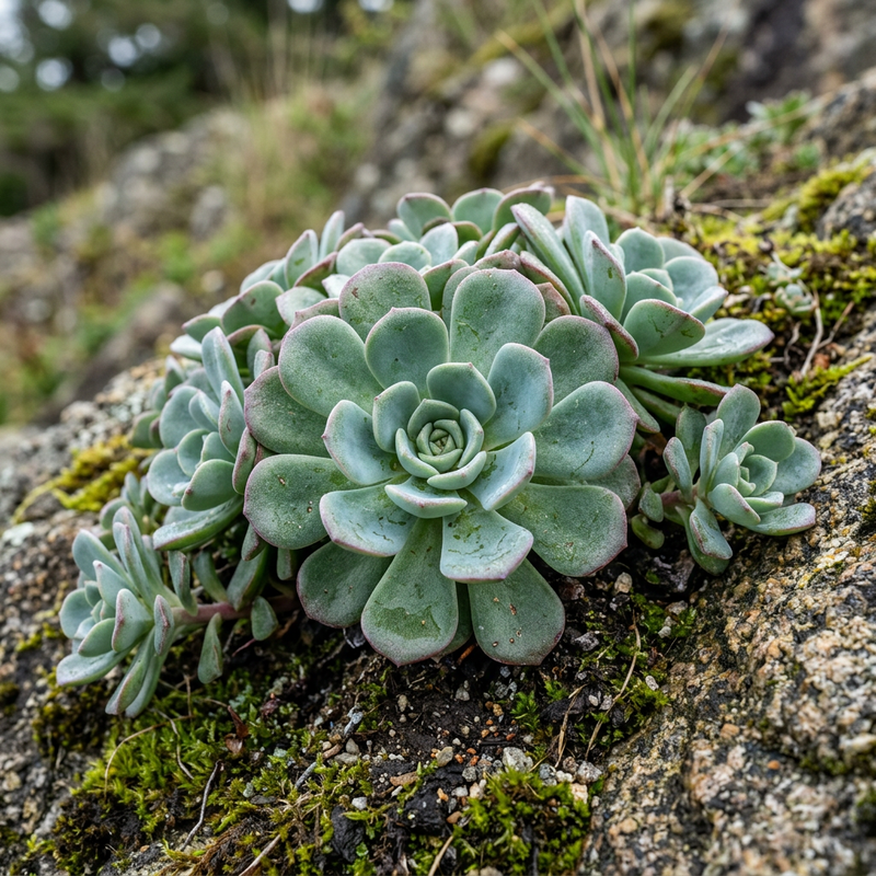 Löffel-Fetthenne (Sedum spathulifolium), KI-Illustration