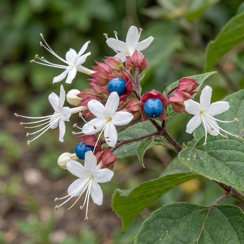 Losbaum (Clerodendrum trichotomum), KI-Illustration