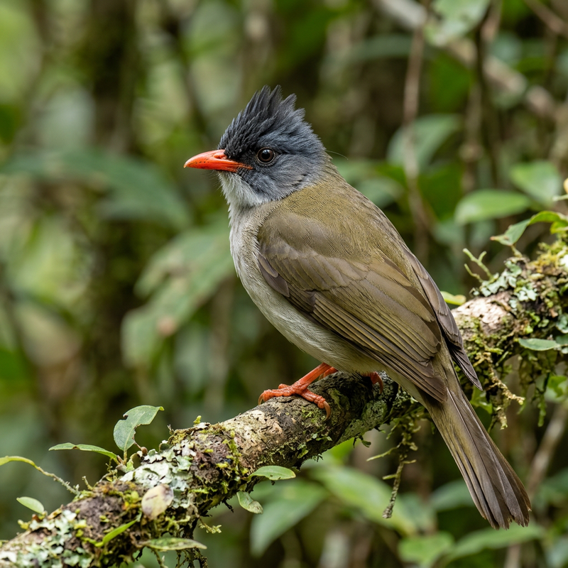 Madagaskar-Bulbul (Hypsipetes madagascariensis), KI-Illustration