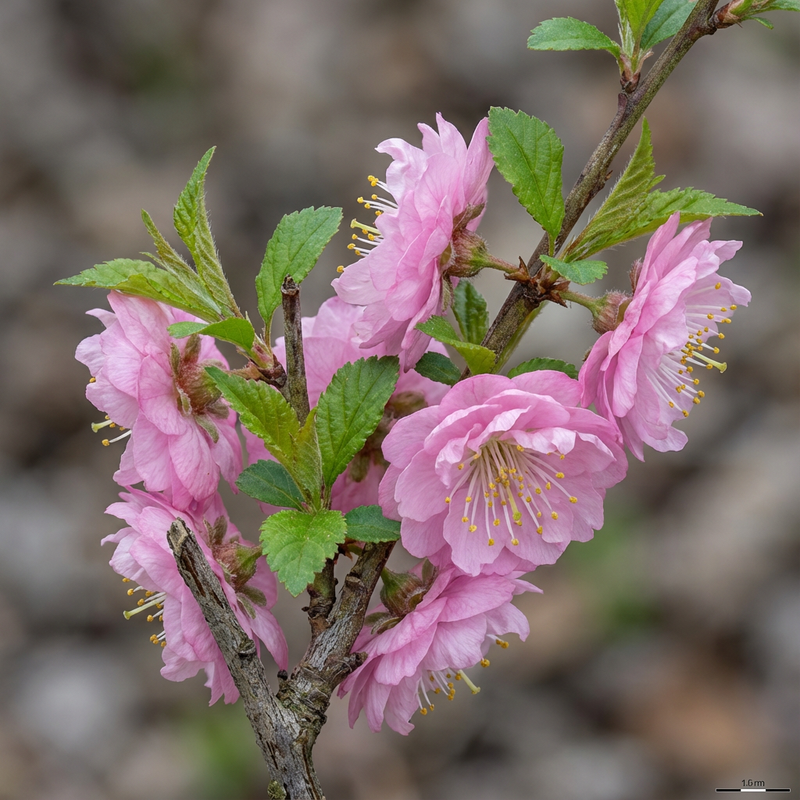 Mandelbaeumchen (Prunus triloba), KI-Illustration