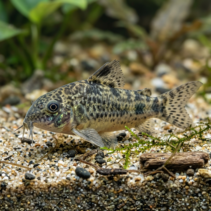Marmorierter Panzerwels (Corydoras paleatus), KI-Illustration