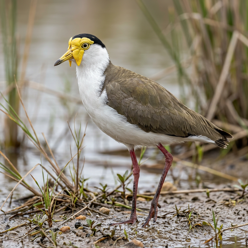 Maskenkiebitz (Vanellus miles), KI-Illustration