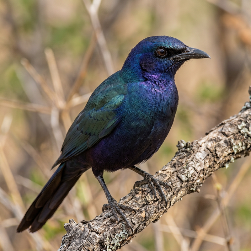 Meves-Glanzstar (Lamprotornis mevesii), KI-Illustration