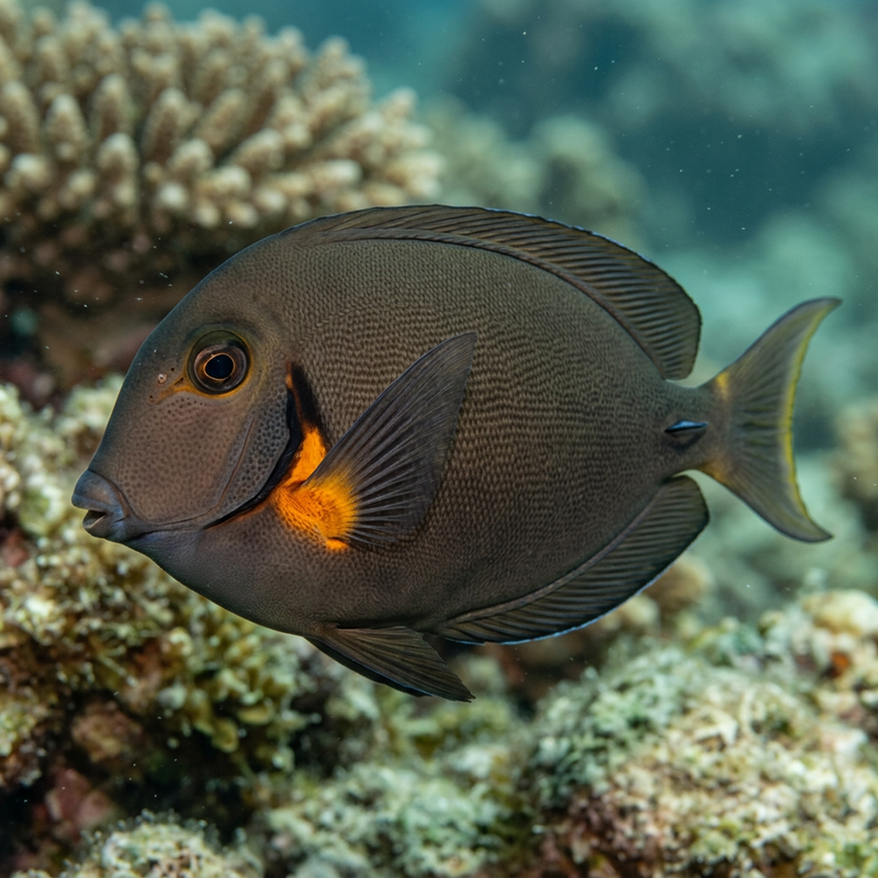 Mimik-Doktorfisch (Acanthurus pyroferus), KI-Illustration