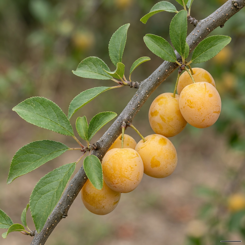 Mirabellenbaum (Prunus domestica subsp. syriaca), KI-Illustration