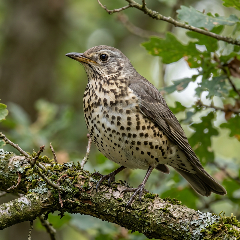 Misteldrossel (Turdus viscivorus), KI-Illustration