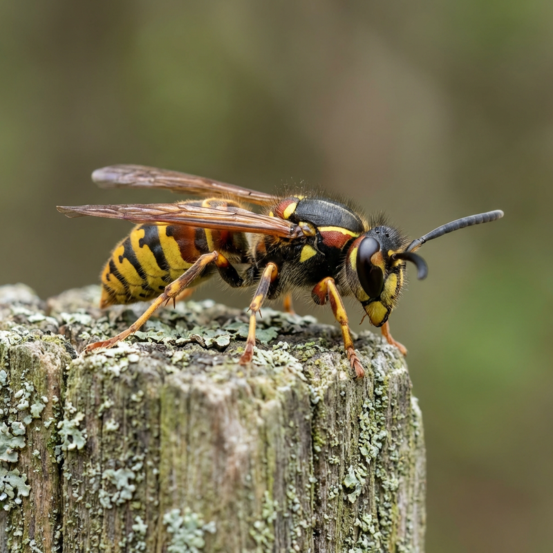 Mittlere Wespe (Dolichovespula media), KI-Illustration
