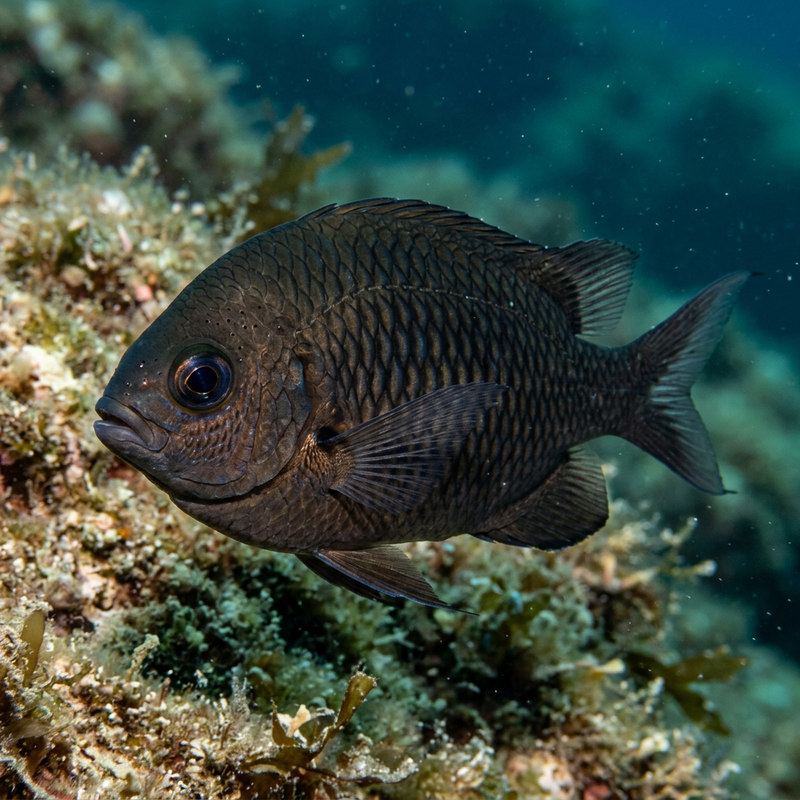 Mönchsfisch (Chromis chromis), KI-Illustration