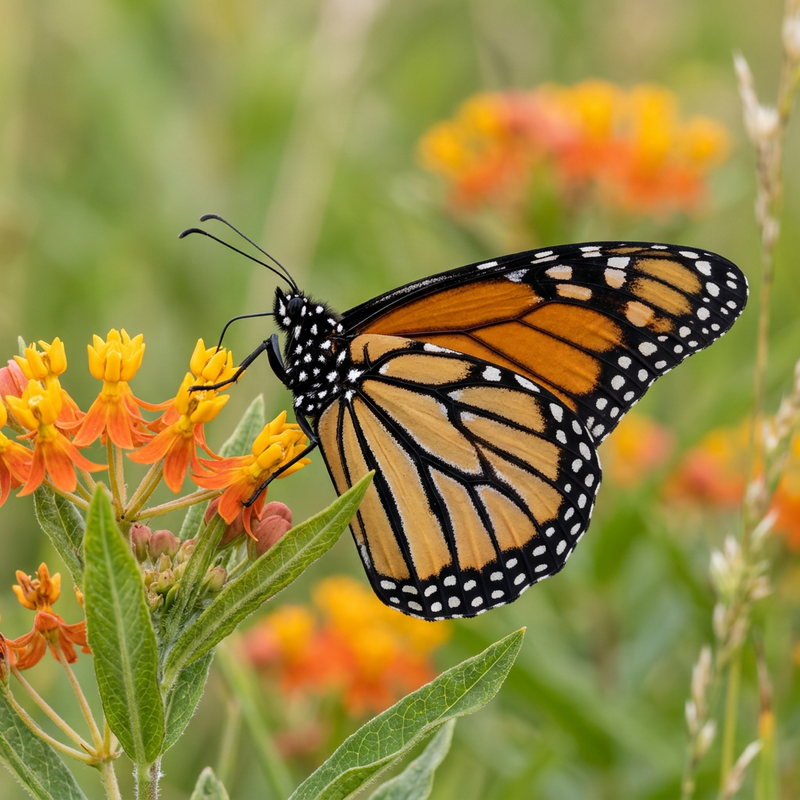 Monarchfalter (Danaus plexippus), KI-Illustration