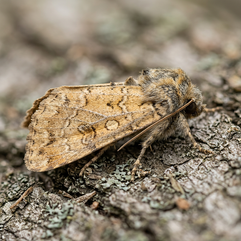 Mondfleck-Erdeule (Luperina testacea), KI-Illustration
