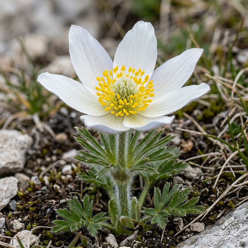 Monte-Baldo-Anemone (Anemone baldensis), KI-Illustration