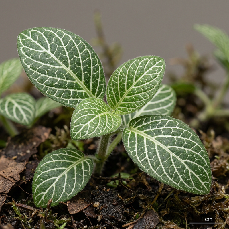Mosaikpflanze (Fittonia albivenis), KI-Illustration