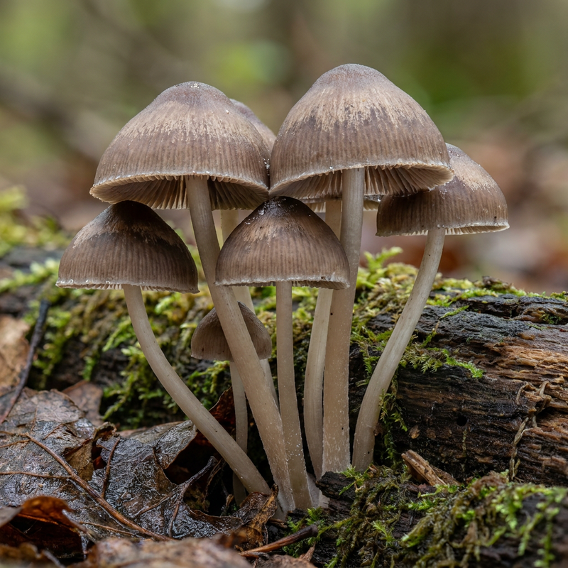 Netzstieliger Helmling (Mycena galericulata), KI-Illustration