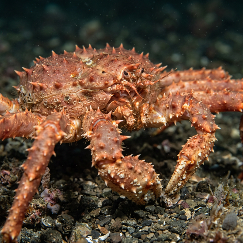 Norwegische Königskrabbe (Lithodes maja), KI-Illustration