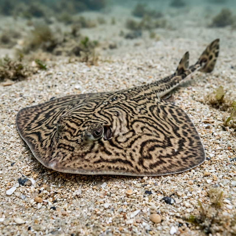 Östlicher Fiedelrochen (Trygonorrhina fasciata), KI-Illustration