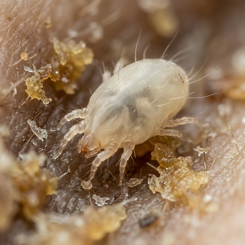 Ohrmilbe (Otodectes cynotis), KI-Illustration