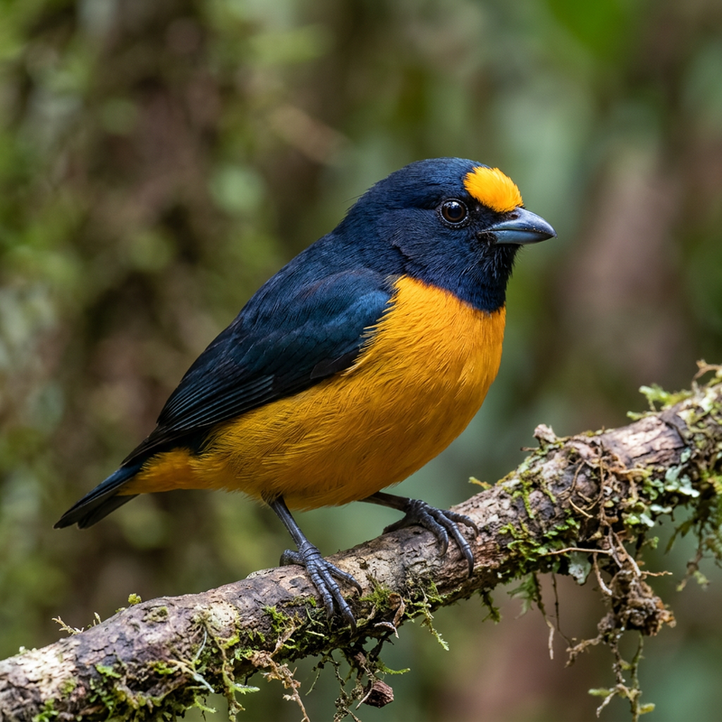 Orangebaucheuphonie (Euphonia xanthogaster), KI-Illustration
